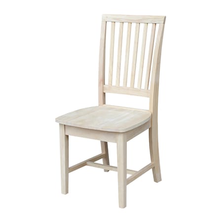 International Concepts Set of 2 Mission Side Chairs, Unfinished Seat, Wood Back, 39.2 W 21.3 in L 21.3 H, Wood Seat 265P